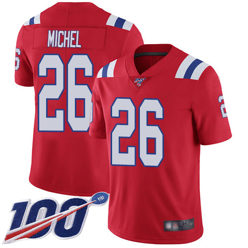 New England Patriots Football 26 Vapor Untouchable 100th Season Limited Red Men Sony Michel Alternate NFL Jersey